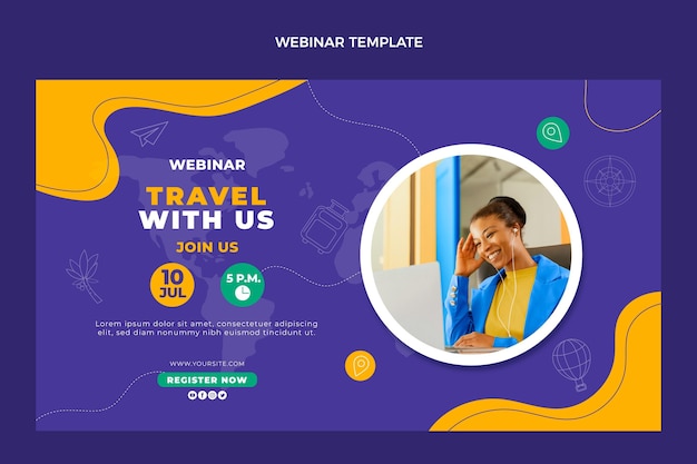 Free vector flat travel webinar template