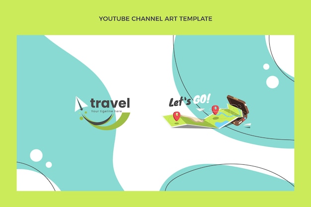 フラット旅行youtubeチャンネルアートテンプレート