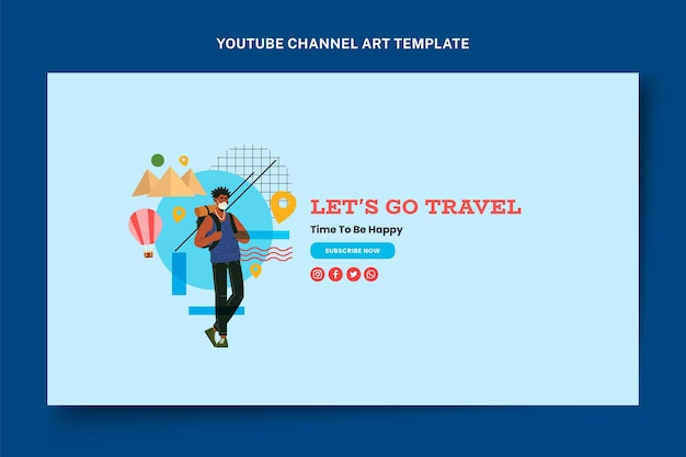 Flat travel youtube channel art