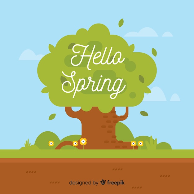 Flat tree spring background