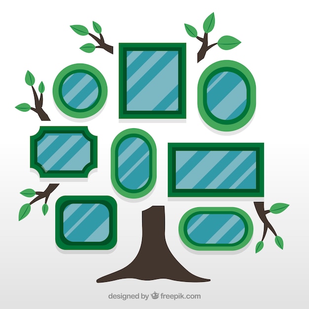 Free vector flat tree with frames on the wall