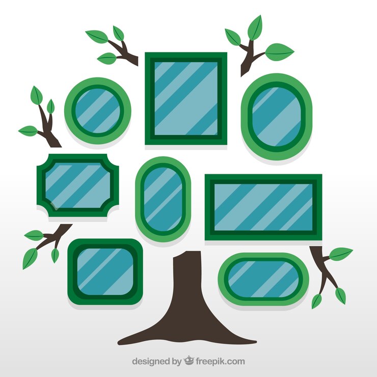 Free Vector flat tree with frames on the wall