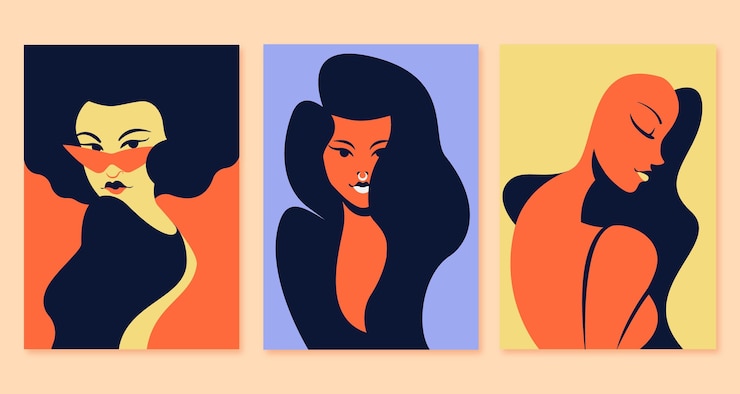 Free Vector flat trendy fashion portraits covers collection