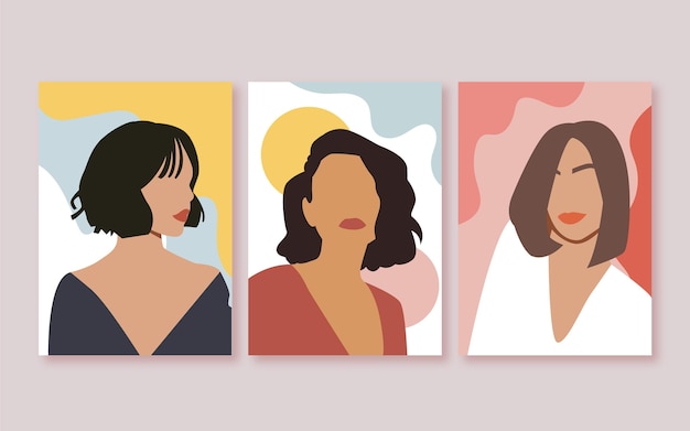 flat trendy fashion portraits covers collection