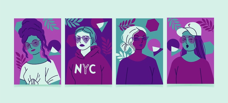 Free Vector flat trendy fashion portraits covers