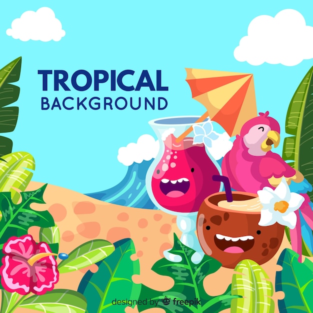 Flat tropical background