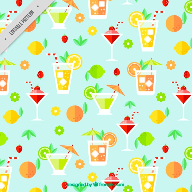 Free vector flat tropical drinks pattern