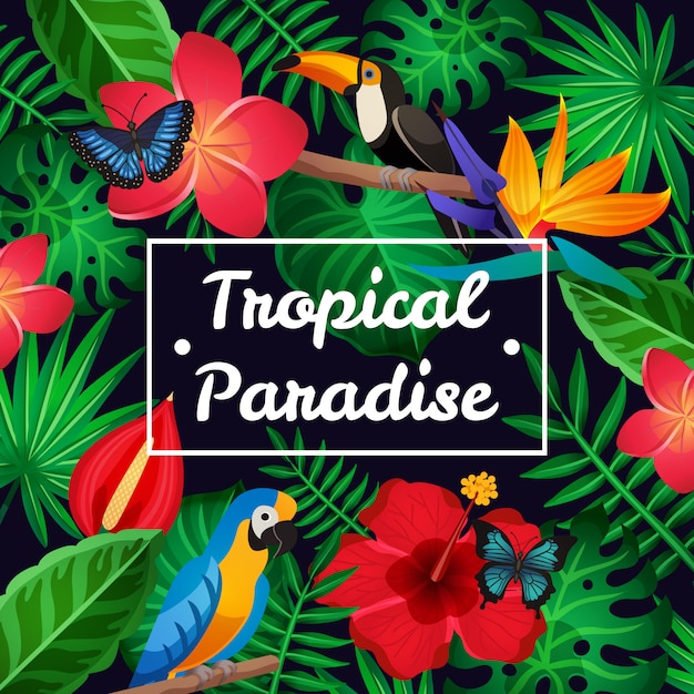 Free vector flat tropical frame