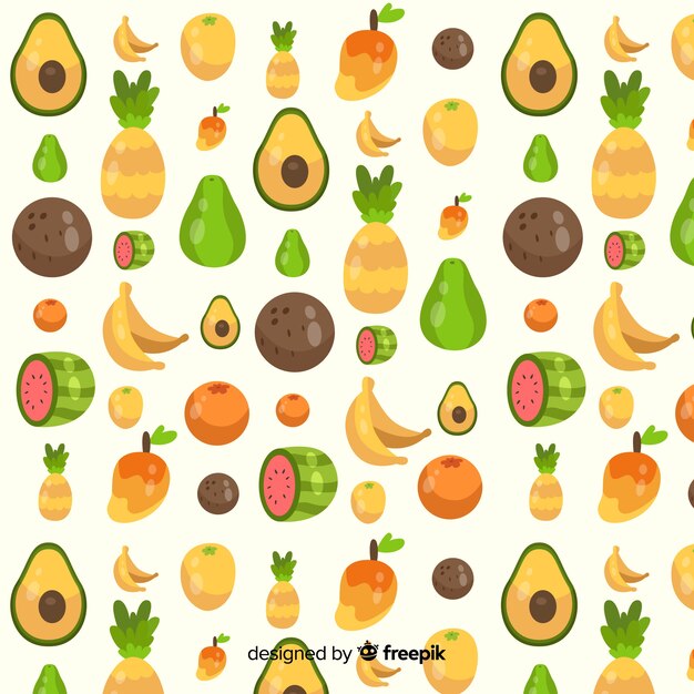 Flat tropical fruits pattern