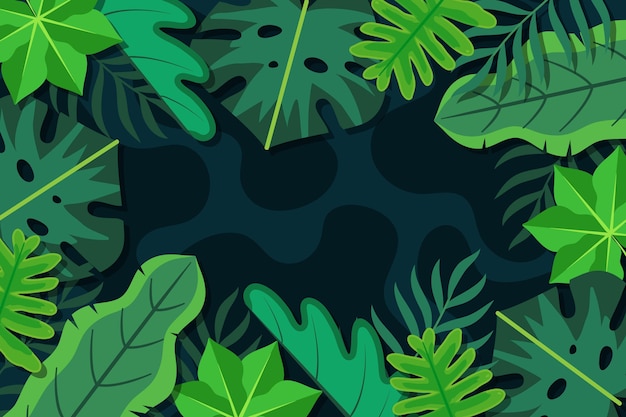 Free vector flat tropical leaves background