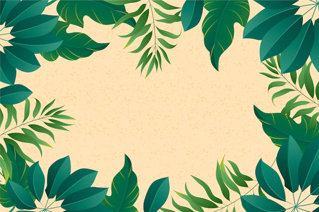 Flat tropical leaves background