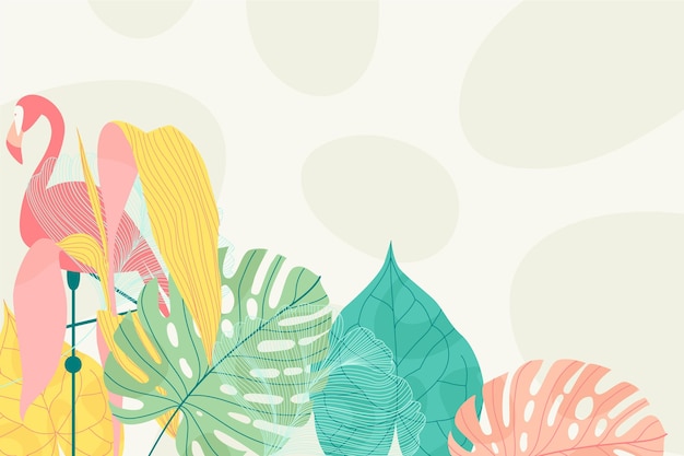 Flat tropical leaves background