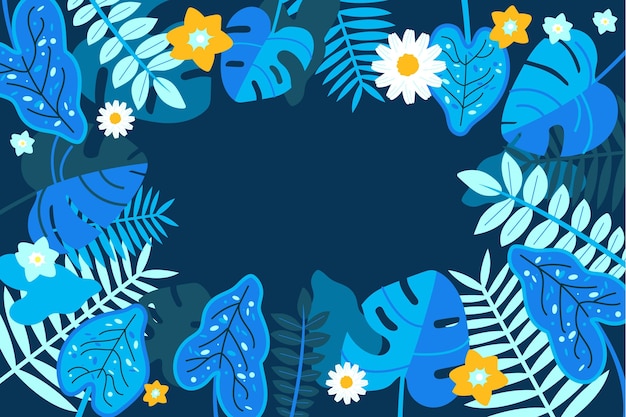 Flat tropical leaves background