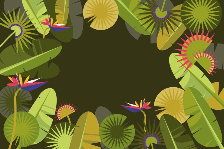 無料Vector 平らな熱帯の葉の背景