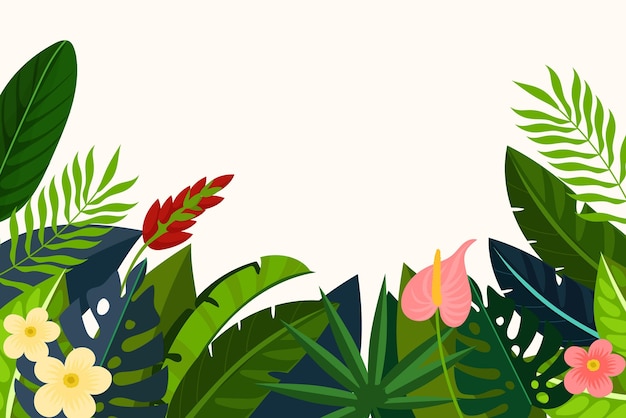 Плоские тропические листья фон