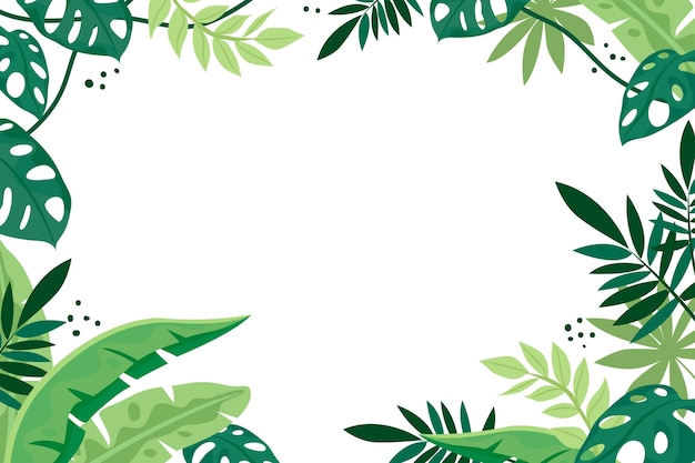 Flat tropical leaves background