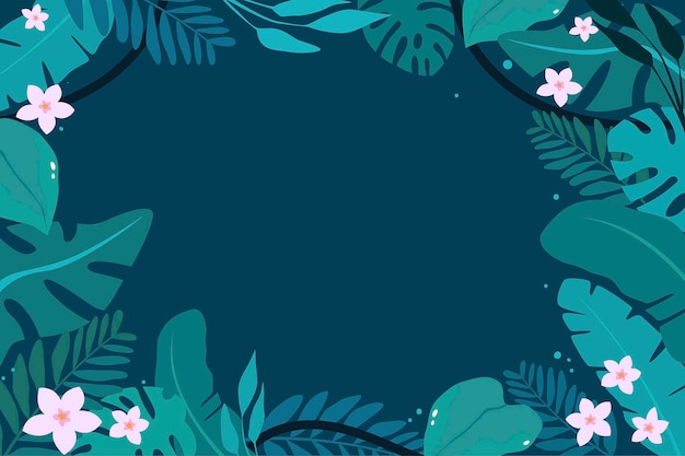 Flat tropical leaves background