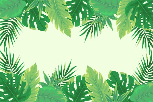 Flat tropical leaves background