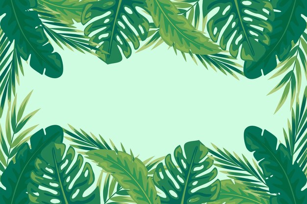 Flat tropical leaves background