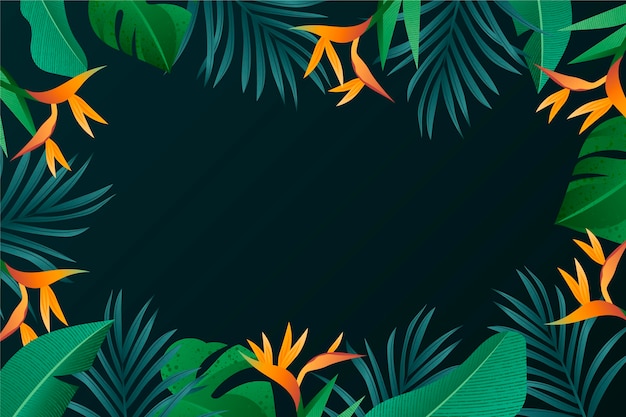 Flat tropical leaves background