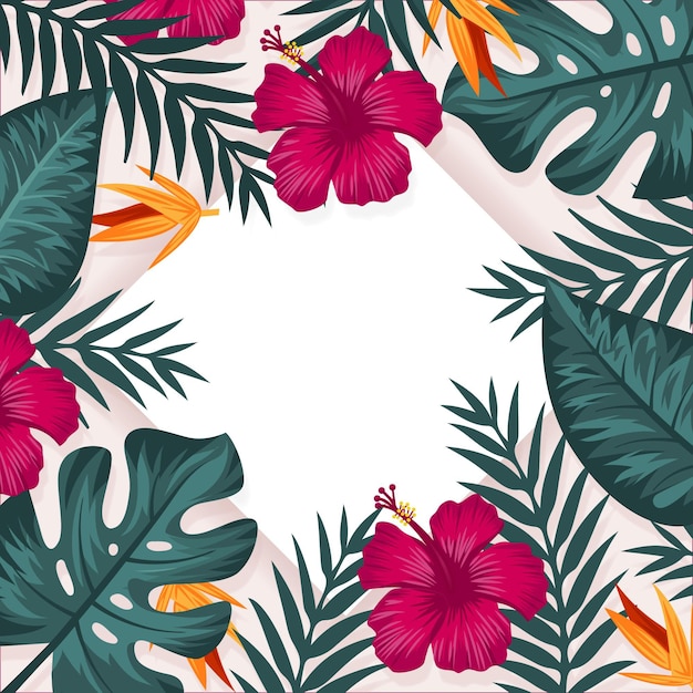 Flat tropical leaves background