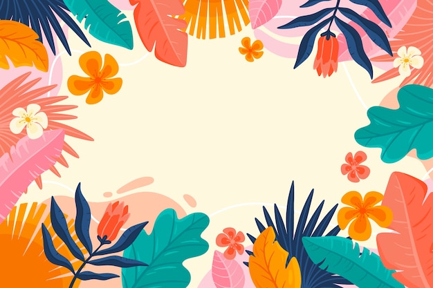 Free vector flat tropical summer background with vegetation