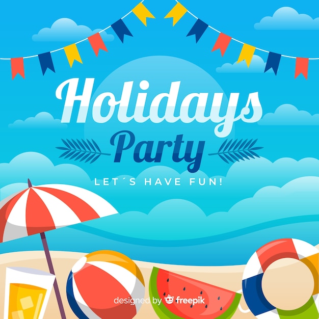 Flat tropical summer party background