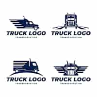 Free vector flat truck logo template collection