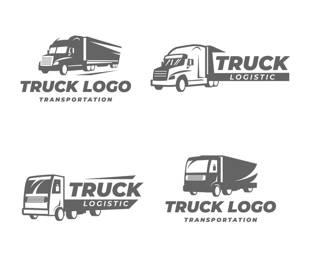 Flat truck logo template collection