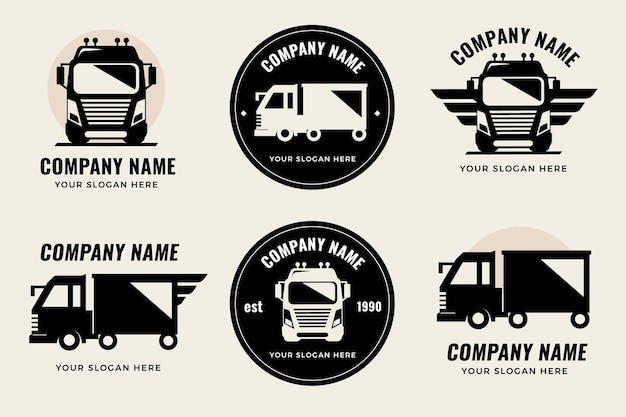 Free vector flat truck logo template collection