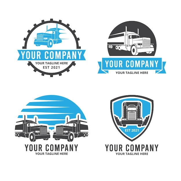 Бесплатное векторное изображение Коллекция шаблонов логотипа плоского грузовика