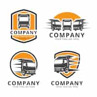 Free vector flat truck logo template collection