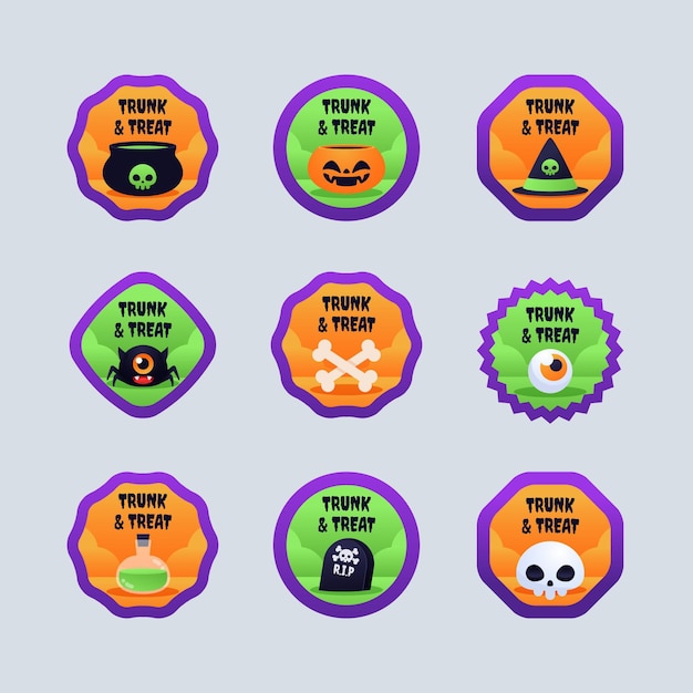 Flat trunk or treat badges collection