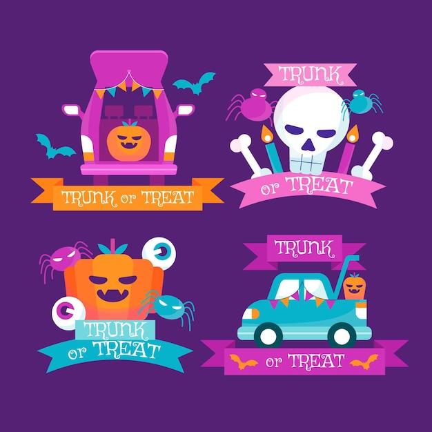 Flat trunk or treat labels collection