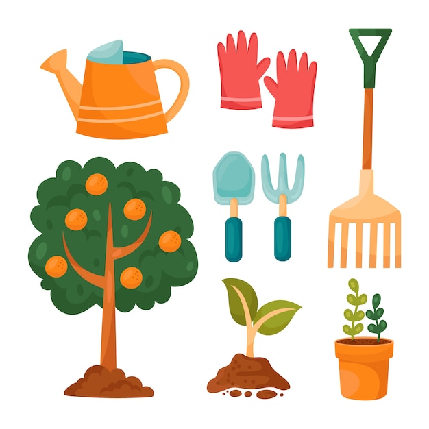 Free vector flat tu bishvat design elements collection