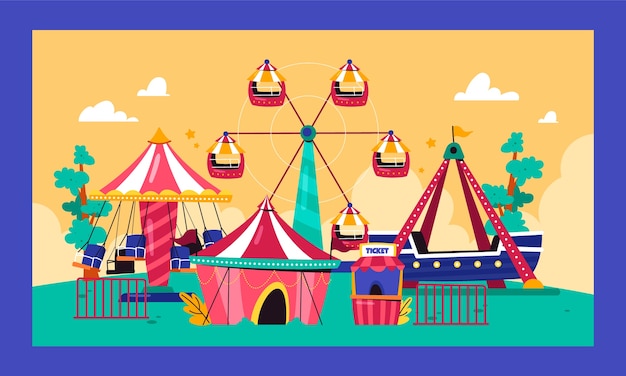 Flat twitch background for amusement park