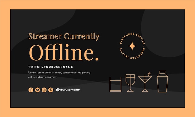 Free vector flat twitch background for barman profession