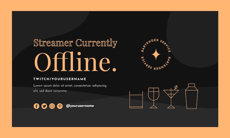 Free Vector flat twitch background for barman profession