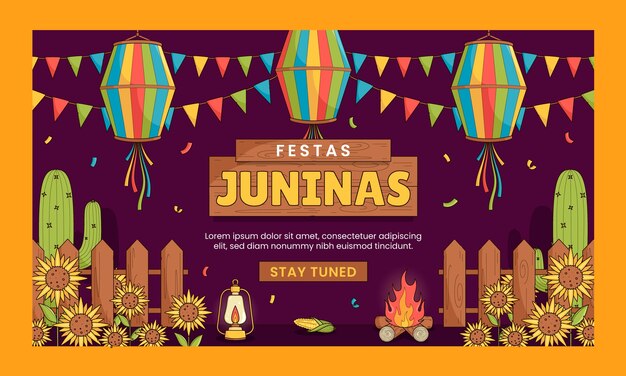 Плоский дергающийся фон для празднования бразильских фестивалей juninas