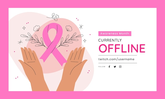 Free vector flat twitch background for breast cancer awareness month