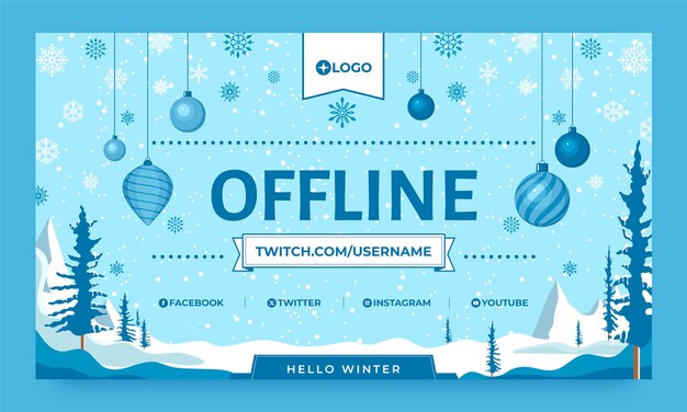 Free vector flat twitch background for winter season