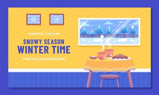 Free vector flat twitch background for winter season