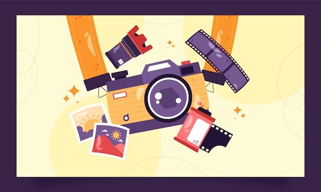 Free vector flat twitch background for world photography day celebration