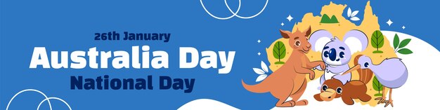 Flat twitch banner template for australian national day celebration