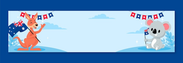 Free vector flat twitch banner template for australian national day