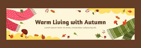 Free vector flat twitch banner template for autumn celebration