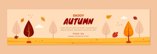 Flat twitch banner template for autumn celebration