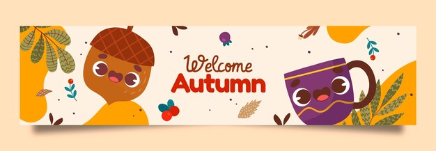 Flat twitch banner template for autumn celebration