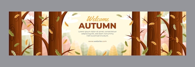 Free vector flat twitch banner template for autumn celebration