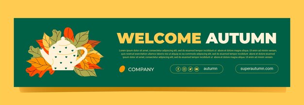 Flat twitch banner template for autumn celebration